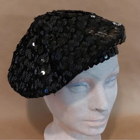 Vintage forever 21 French sequin beret hat FOREVER TWENTY-ONE - One Size Sequined Beret Style Cap Hat  main image 4